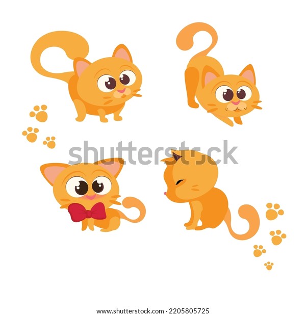 Cute Cats Icons Dynamic Sketch Cute Stock Vector Royalty Free