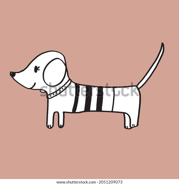 Cute Doodle Vector Dachshunds On Cartoon Stock Vector Royalty Free