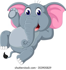 Cute Elephant Cartoon Sitting Stock Vector Royalty Free