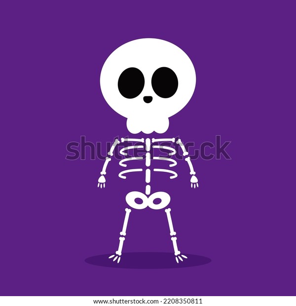 Cute Halloween Skeleton Cartoon Skeleton Halloween Stock Vector