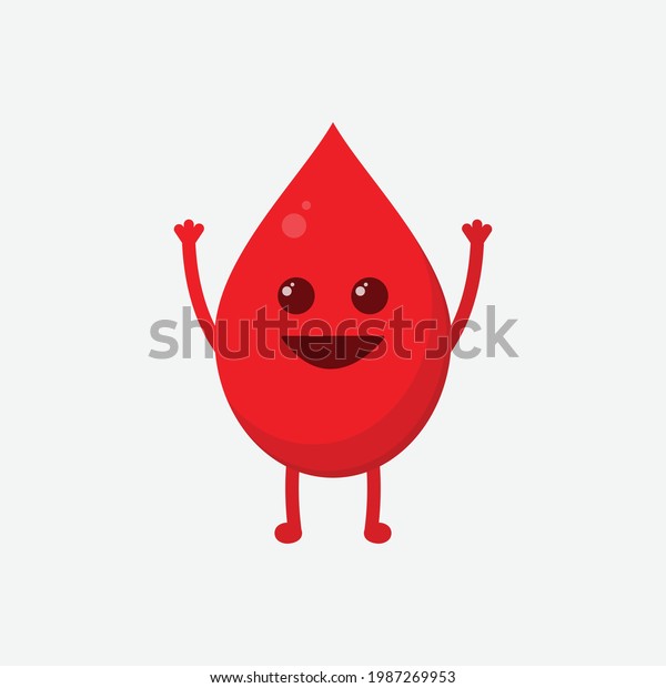 Cute Happy Smiling Blood Drop Cartoon Stock Vector Royalty Free