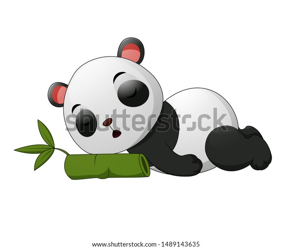 Cute Panda Sleep On Bamboo Stock Vector Royalty Free 1489143635