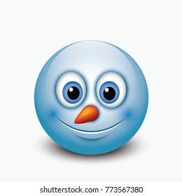 Stock Vektor Cute Snowman Emoticon Emoji Smiley Vector Bez