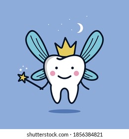 Cute Tooth Fairy Cartoon Style Tooth Stock Vector Royalty Free