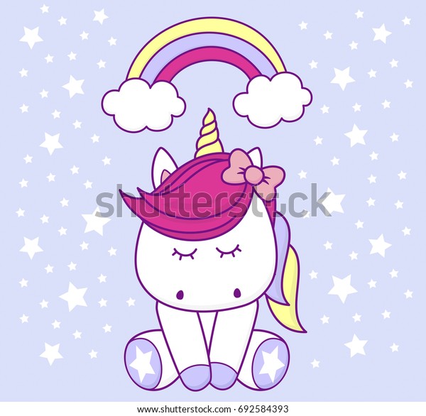 Unicornio Lindo Con Arco Iris Y Vector De Stock Libre De Regal As