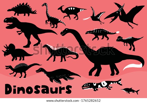 Cute Vector Illustration Dinosaur Silhouette Vetor Stock Livre De