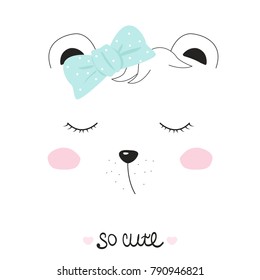 Cute White Bear Slogan Vector Hand Stock Vector Royalty Free