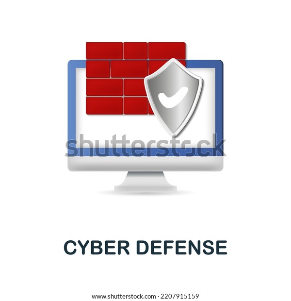 Cyber Defense Icon 3d Illustration Cybercrime Stock Vector Royalty