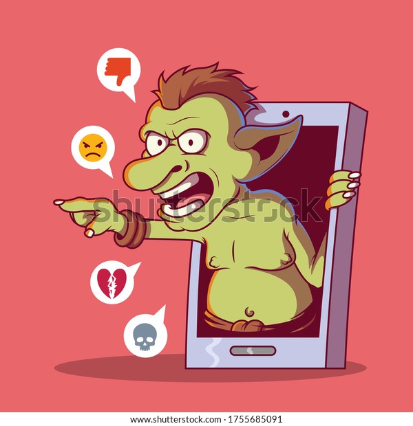 Cyber Troll Character Vector Illustration Bully Stock Vector Royalty