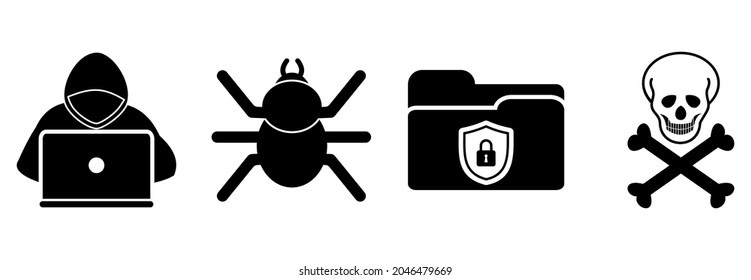 Cybercrime Icon Set Cyber Crime Vector Stock Vector Royalty Free