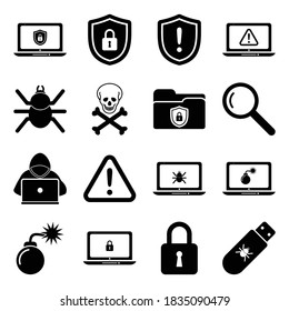 Cybercrime Icon Set Vector Symbol Illustration Stock Vector Royalty