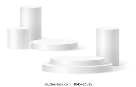 Cylinder Podium Scene Winner Pedestal White Stock Vector Royalty Free