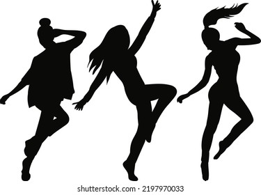 Dancing Women Black Silhouette Isolated Vector Stock Vector Royalty