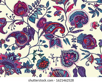 Victorian Garden Floral Seamless Pattern Vector Stock Vector Royalty