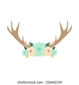 Deer Antlers Flowers Vector Illustration Stock Vector Royalty Free