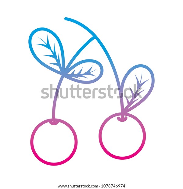 Degraded Line Delicious Cherry Organic Fruit Stock Vector Royalty Free