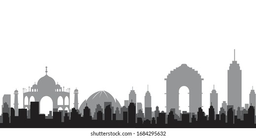 Delhi India City Skyline Silhouette Vector Stock Vector Royalty Free