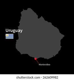 Detailed Map Uruguay Capital City Montevideo Stock Vector Royalty Free