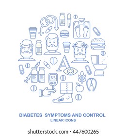 Diabetes Symptoms Control Vector Line Style Stock Vector Royalty Free Shutterstock