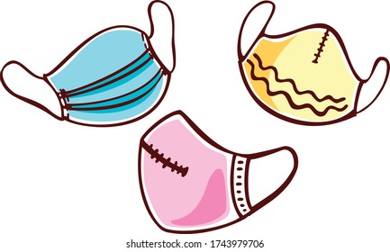 Different Types Face Masks Covid19 Coronavirus Stock Vector Royalty