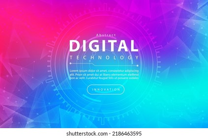 Digital Technology Banner Pink Blue Background Stock Vector Royalty