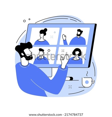 Distance working abstract concept vector illustration. Distance office, working from home, remote job possibility, communication technology, online team meeting, digital nomad abstract metaphor.