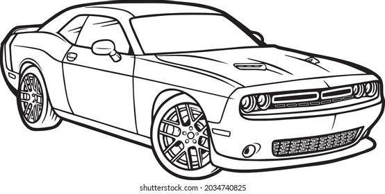Challenger Hellcat Designing Sketch Coloring Page