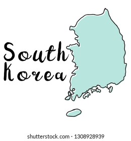 Doodle Freehand Map Sketch South Korea Vector De Stock Libre De