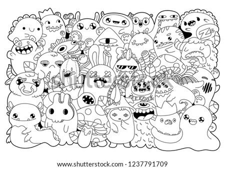 Cute Monster Doodle Coloring Pages