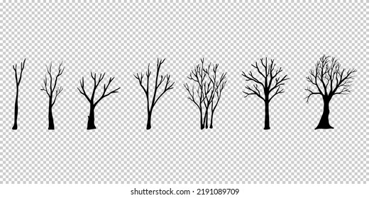 Doodle Sketch Style Naked Trees Silhouettes Stock Vector Royalty Free