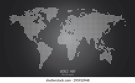 Dotted World Map Square Dots On Stock Vector Royalty Free