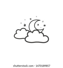 Drawing Moon Clouds Weather Symbol Vector Stock Vector Royalty Free