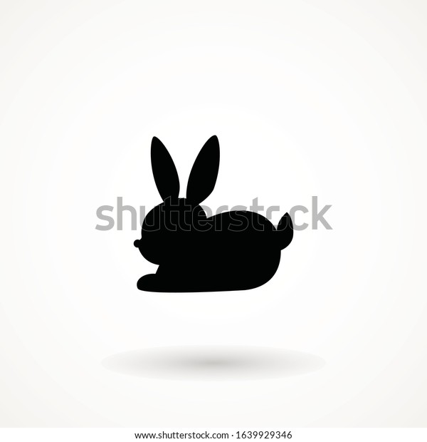 Easter Rabbit Silhouette Isolated On White Stock Vector Royalty Free