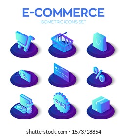 Online Shopping Icons Set D Isometric Stock Vector Royalty Free