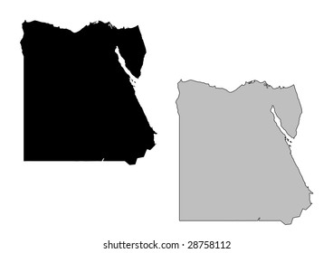 Egypt Map Black White Mercator Projection Stock Vector Royalty Free