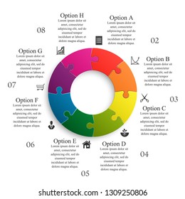 Eight Sided D Round Puzzle Presentation Stock Vector Royalty Free