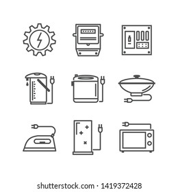 Electrical Appliances Outline Icon Set Isoloted Stock Vector Royalty