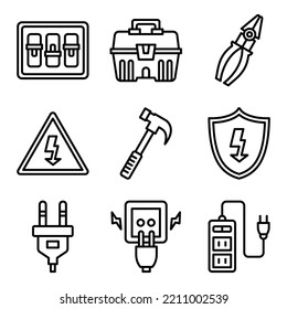 Electrician Tools Elements Icon Vector Stock Vector Royalty Free