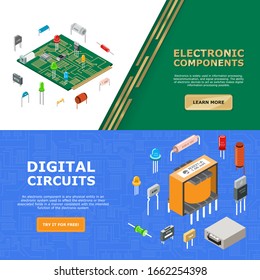 Electronic Components Vector Illustration Digital Circuit Stock Vector