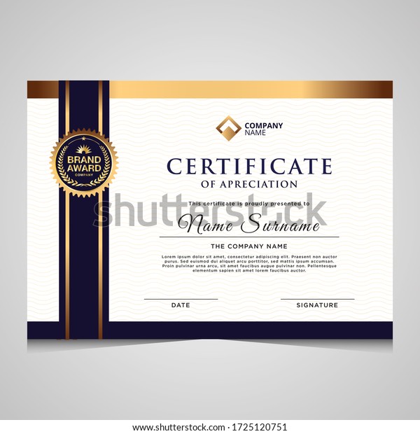 Plantilla De Certificado Elegante De Diploma En Azul Y Oro Uso Para Impresi N Certificado