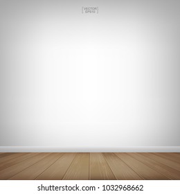 Empty Wooden Room Space White Wall Stock Vector Royalty Free