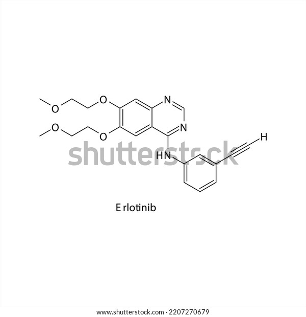 Erlotinib Molecule Flat Skeletal Structure Tyrosine Stock Vector