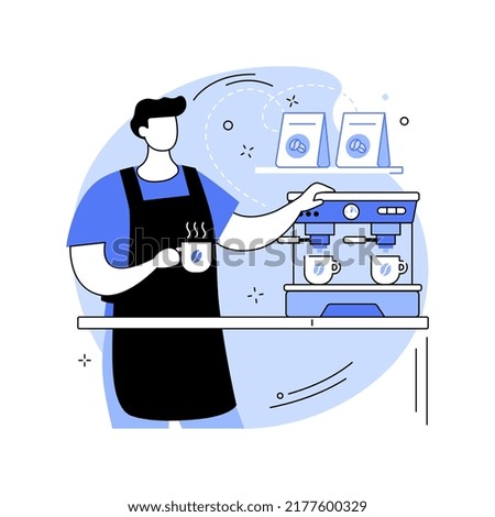 Espresso time isolated cartoon vector illustrations. Professional barista makes espresso in cafe, coffee shop, hot drinks, small business, work in the bar, preparation process vector cartoon.