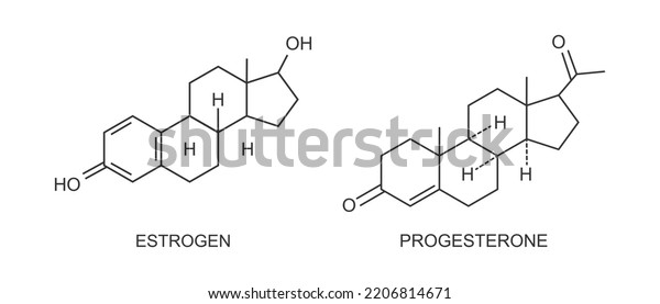 Estrogen Progesterone Icons Female Reproductive Sex Stock Vector