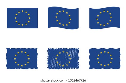 European Union Flag Set On White Stock Vector Royalty Free 265528334