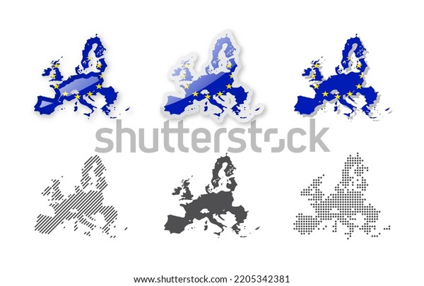 European Union Maps Collection Six Maps Stock Vector Royalty Free