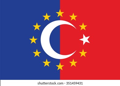 Turkey European Union Flag Europe Map Stock Illustration 337423553