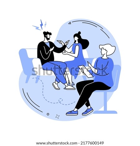 Family coach isolated cartoon vector illustrations. Experienced family coach woman talking with couple, relationship problems, personal life, small business, modern profession vector cartoon.