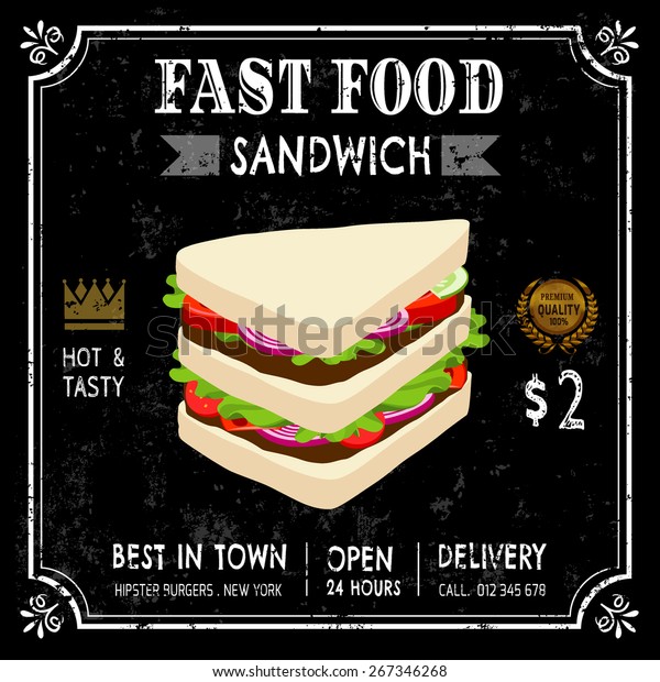 Fast Food Restaurant Poster Menu Fried Stock Vector Royalty Free