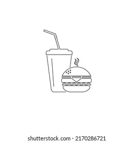 Fast Food Vector Line Icon Burger Stock Vector Royalty Free